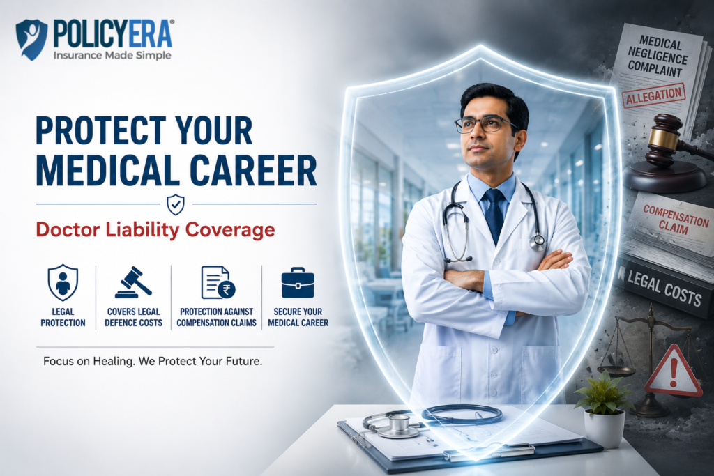 Doctor liability coverage protecting a medical professional from legal and compensation claims
