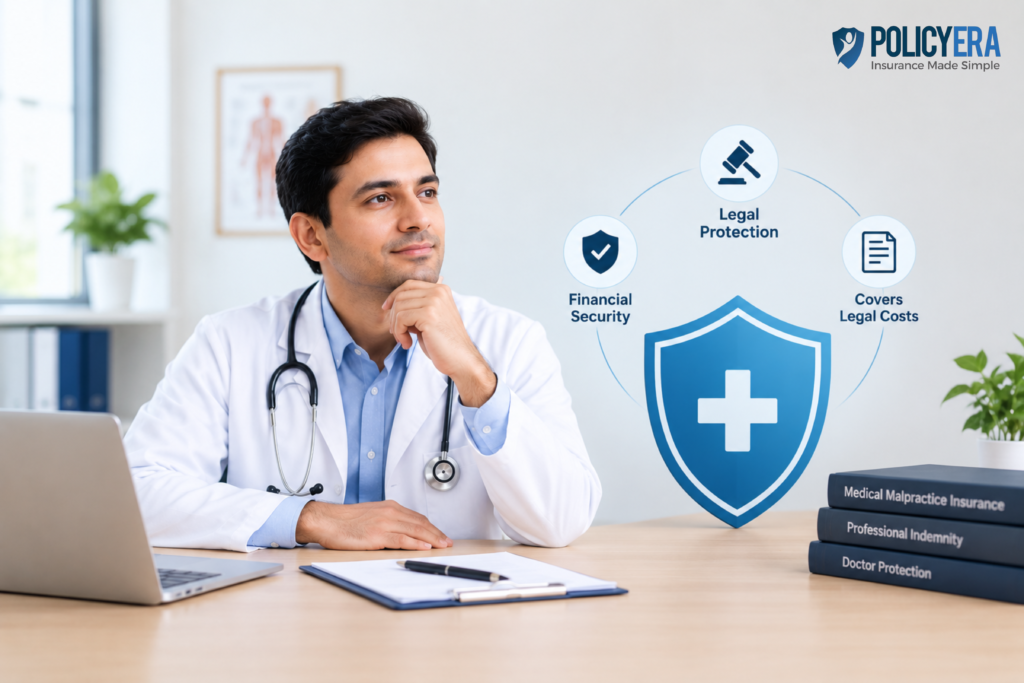 Medical malpractice insurance protection for doctors with legal and financial coverage.